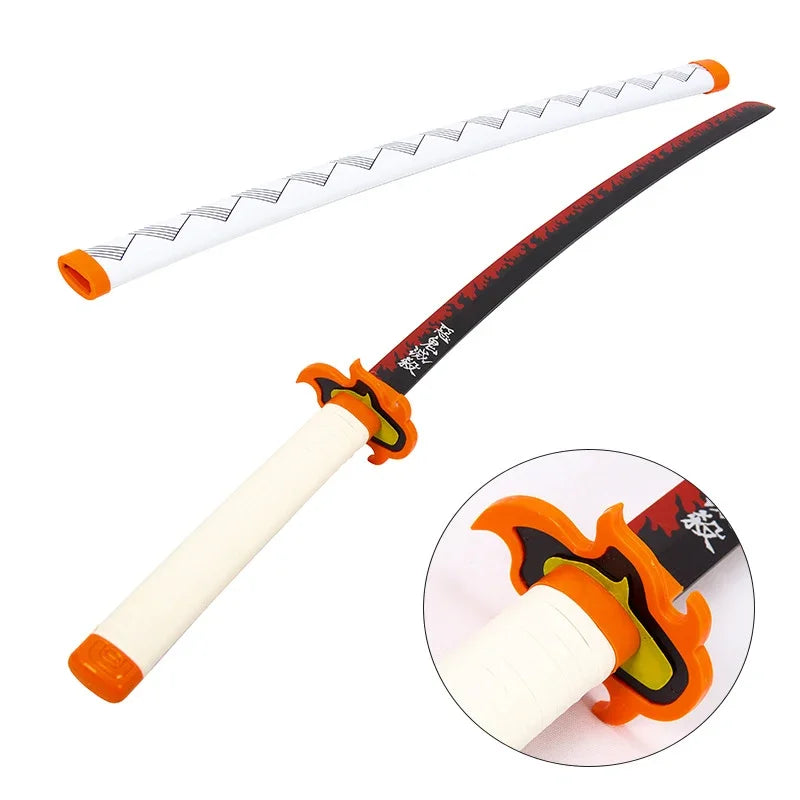 Rengoku Demon Slayer Nichirin Blade 103CM Anime Peripheral Wood Sword Katana Model